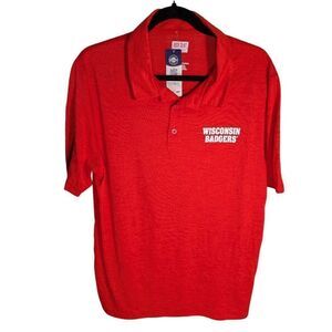 NWT BOX SEAT CLOTHING CO Men's Wisconsin Badgers Polo Shirt RED Size L